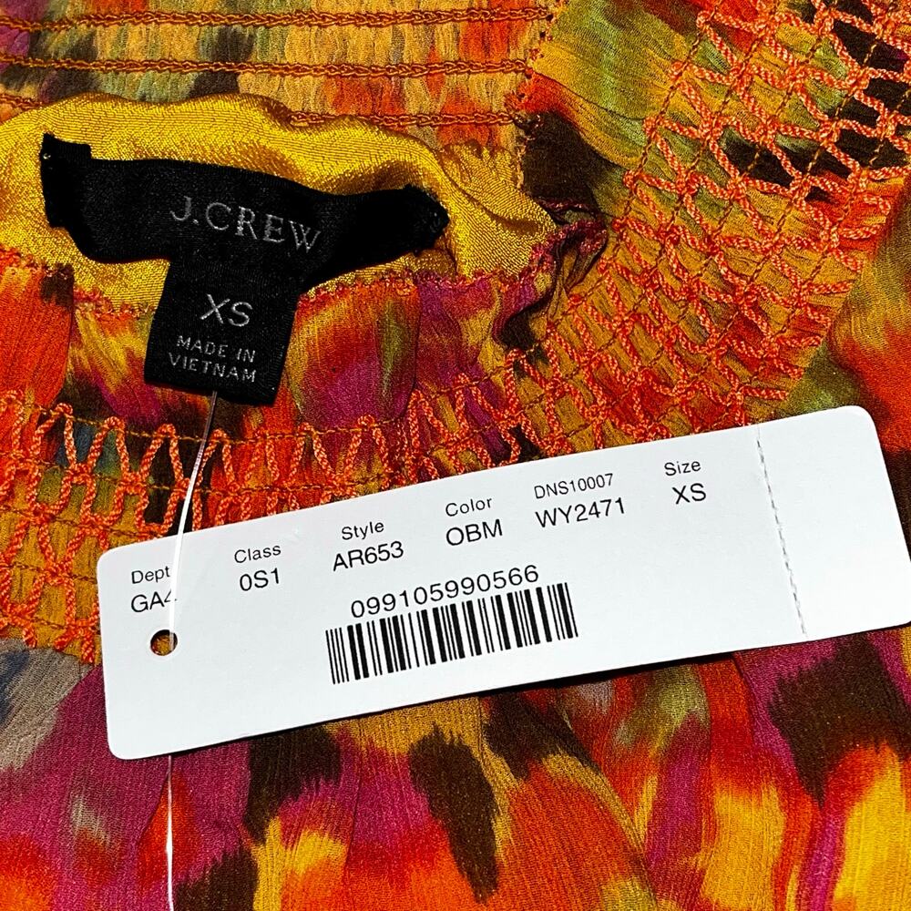 J.Crew Smocked Waist Sleeveless Midi Dress Sunset Floral Print XS NWT - Picture 6 of 9